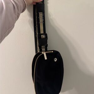 Black Belt Bag with Gold Accents